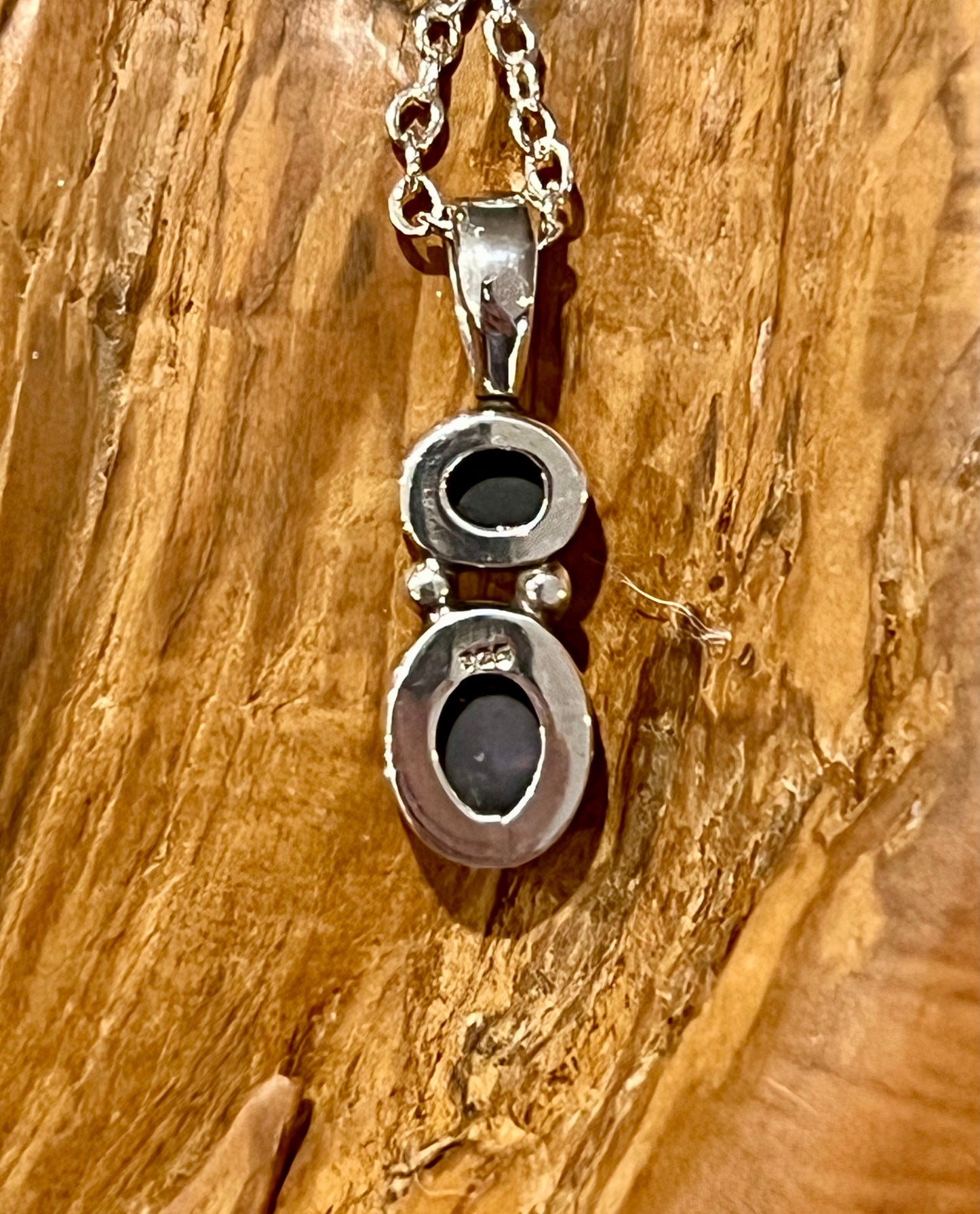 Double Stone Lightning Ridge Solid Opal Pendant