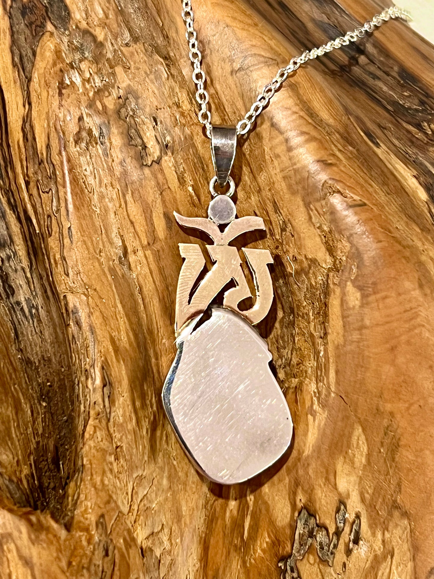 Large Lightning Ridge Opal Doublet Pendant with Pearl – Gold AUM Motif